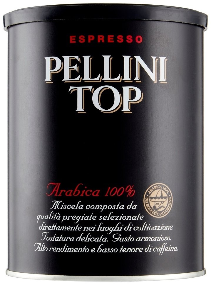Pellini TOP 100% Arabica - v plechové dóze mletá káva 250 g