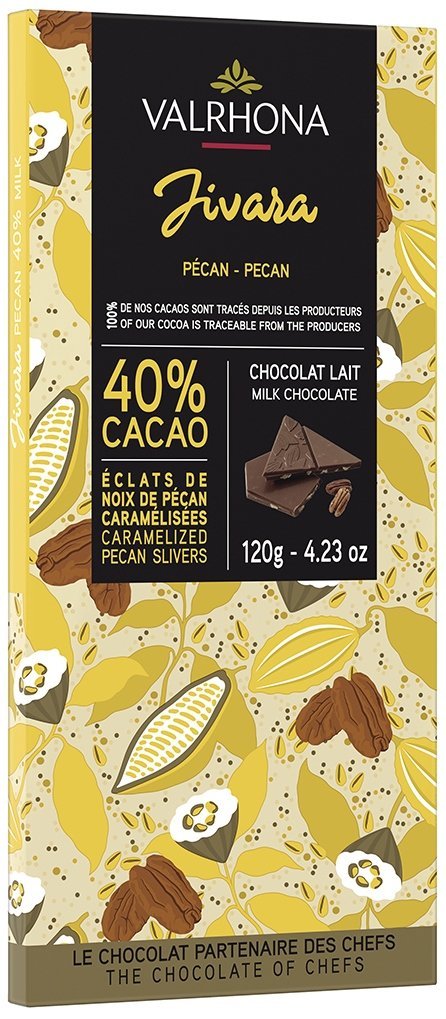 Valrhona Jivara mléčná čokoláda s kousky pekanových ořechů 40% 120 g