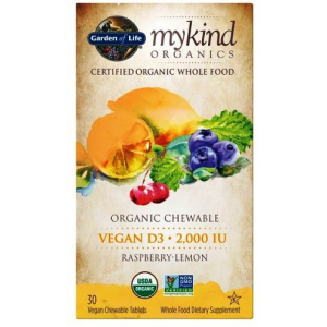 Mykind Organics Chewable Vegan D3 - s příchutí maliny a citrónu