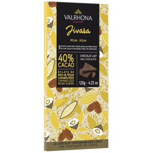 Valrhona Jivara mléčná čokoláda s kousky pekanových ořechů 40% 120 g 